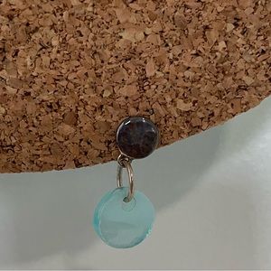 Blue bead and silver earrings